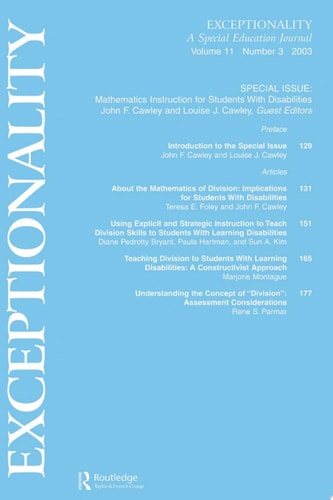 Mathematics Instruction for Students With Disabilities A Special Issue of exceptionality