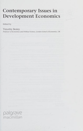 Contemporary Issues in Development Economics
