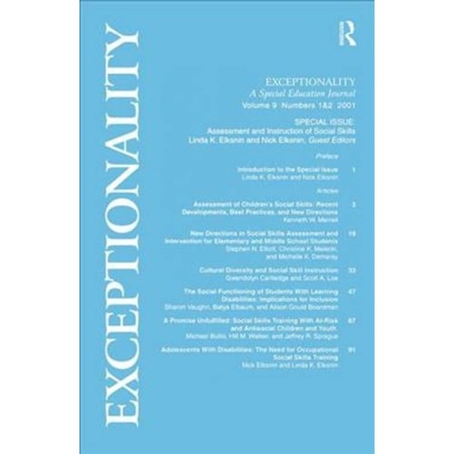Assessment and Instruction of Social Skills A Special Double Issue of Exceptionality