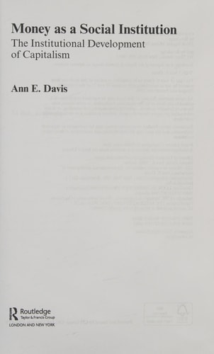 Money as a Social Institution The Institutional Development of Capitalism
