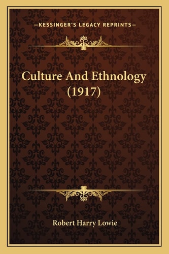 Culture And Ethnology (1917)