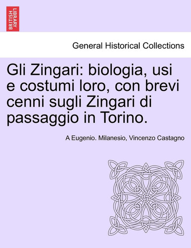 Gli Zingari: Biologia, Usi E Costumi Loro, Con Brevi Cenni Sugli Zingari Di Passaggio in Torino. (Italian Edition)