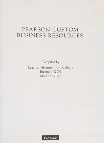 Pearson Custom Business Resources: Legal Environme