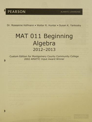 Beginning Algebra (Custom for Montgomery County Community College MAT 011)