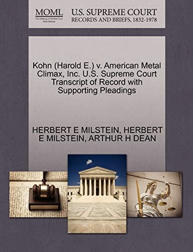 Kohn (Harold E.) v. American Metal Climax, Inc. U.S. Supreme Court Transcript of Record with Supporting Pleadings