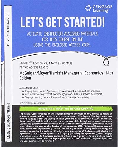 MindTap Economics, 1 term (6 months) Printed Access Card for McGuigan/Moyer/Harris' Managerial Economics: Applications, Strategies and Tactics