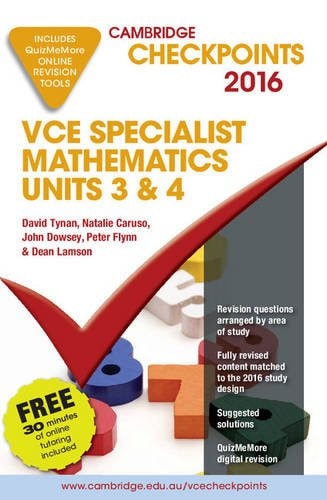 Cambridge Checkpoints VCE Specialist Mathematics 2016 and Quiz me More