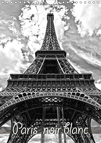 Paris noir blanc La capitale Paris en noir et blanc, vue d'un taxi. Calendrier mural A4 vertical 2017