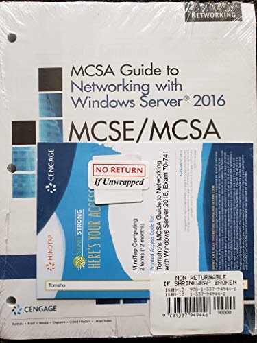 Mcsa Guide to Networking With Windows Server 2016, Exam 70-741 + Mindtap Networking, 2 Terms, 12 Month Printed Access Card