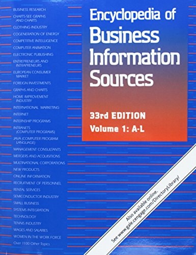 Encyclopedia of Business Information Sources 2 Volume Set: a Bibliographic Guide to More Than 35,000 Citations Covering Over 1,100 Subjects of Interest to Business Personnel