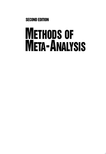 Methods of Meta-Analysis Correcting Error and Bias in Research Findings