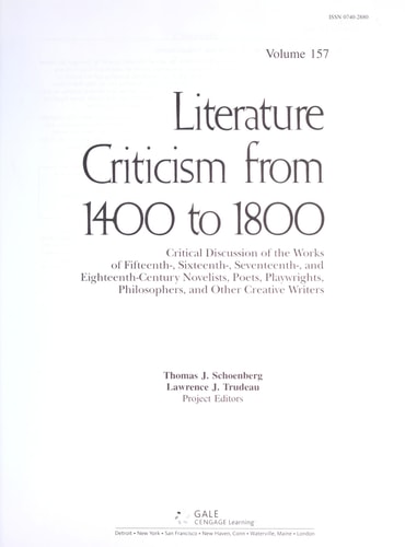 Literature Criticism from 1400 to 1800