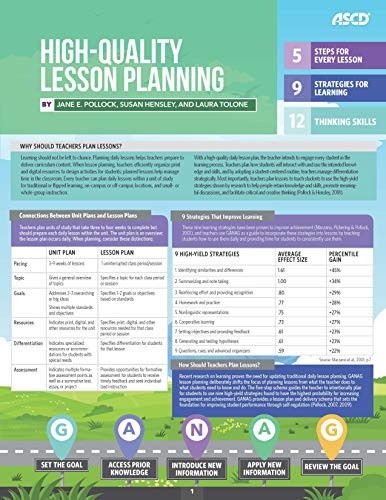 High-Quality Lesson Planning (Quick Reference Guide 25-Pack)
