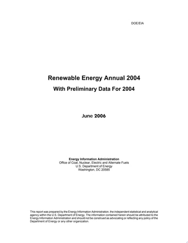 Renewable Energy Annual 2004: With Preliminary Data for 2004