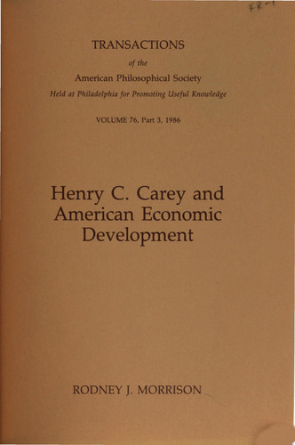 Henry C. Carey and American Economic Development