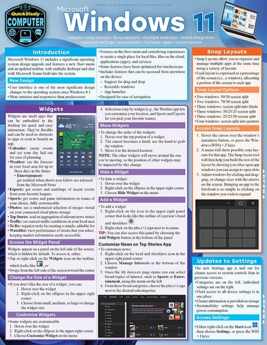 Microsoft Windows 11 QuickStudy Laminated Computer Reference