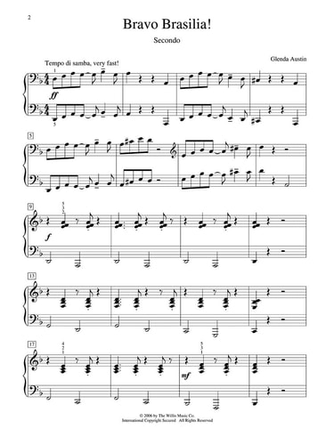 Bravo Brasilia! Nfmc 2024-2028 Selection 1 Piano, 4 Hands/Early Intermediate Level