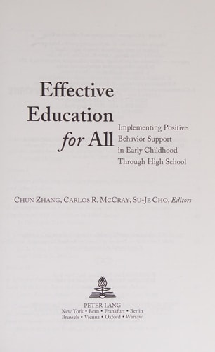 Effective Education for All Implementing Positive Behavior Support in Early Childhood Through High School