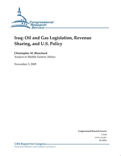 Iraq Oil and Gas Legislation, Revenue Sharing, and U. S. Policy