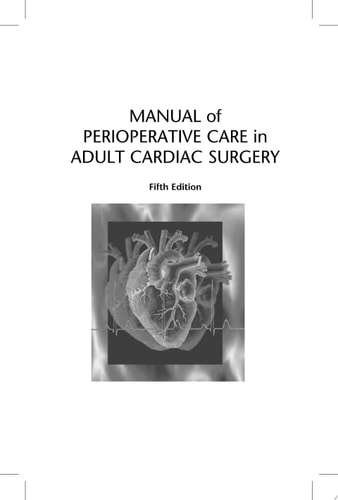 Manual of Perioperative Care in Adult Cardiac Surgery