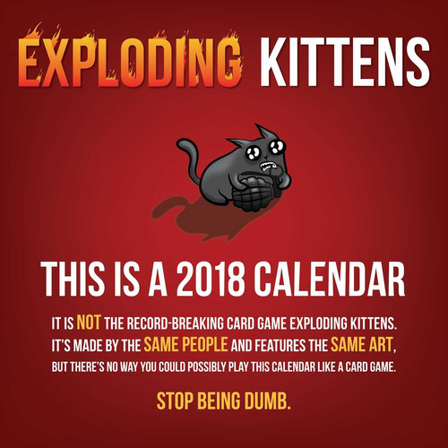 Exploding Kittens 2018 Wall Calendar