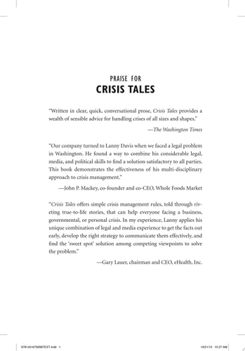 Crisis Tales Five Rules for Coping with Crises in Business, Politics, and Life