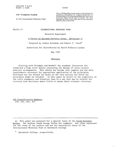 A Theory of Optimum Currency Areas Revisited