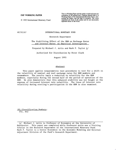 The Stabilizing Effect of the ERMon Exchange Rates and Interest Rates An Empirical Investigation