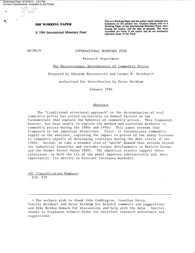 The Macroeconomic Determinants of Commodity Prices