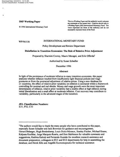 Disinflation in Transition Economies The Role of Relative Price Adjustment