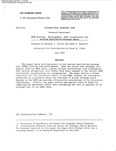 Deer Hunting Misalignment, Debt Accumulation, and Desired Equilibrium Exchange Rates