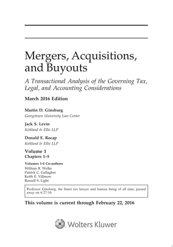 Mergers, Acquisitions, and Buyouts, March 2016: Five-Volume Print Set