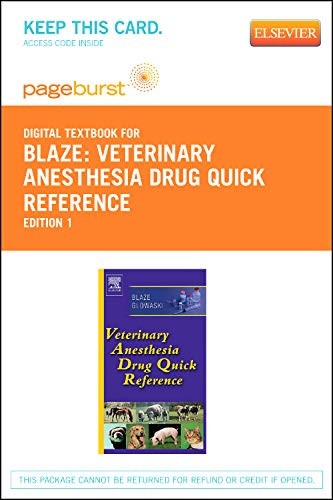 Veterinary Anesthesia Drug Quick Reference Pageburst Retail