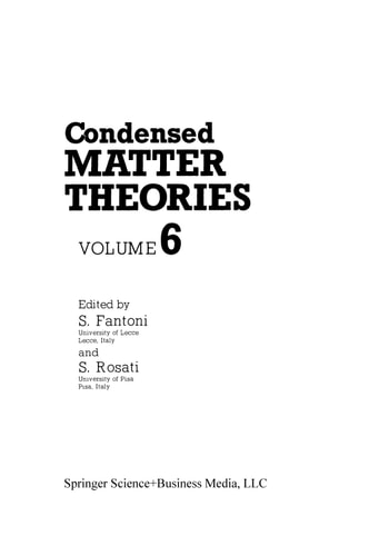 Condensed Matter Theories Volume 6