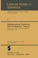 Mathematical Statistics and Probability Theory Proceedings, Sixth International Conference, Wisła (Poland), 1978