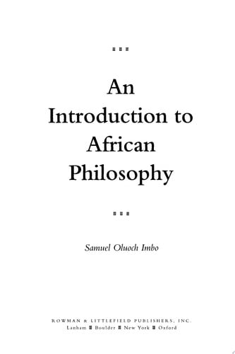 An Introduction to African Philosophy