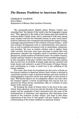 The Human Tradition in Colonial America