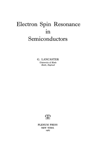Electron Spin Resonance in Semiconductors
