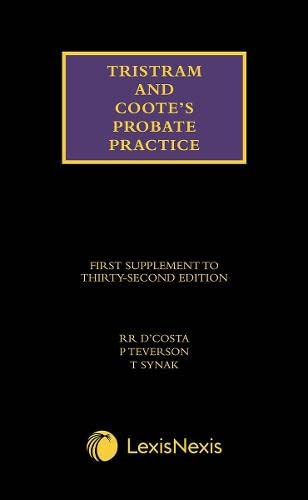 Tristram and Coote's Probate Practice First supplement to the thirty second edition