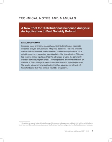 A New Tool for Distributional Incidence Analysis An Application to Fuel Subsidy Reform