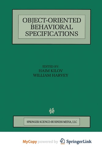 Object-Oriented Behavioral Specifications