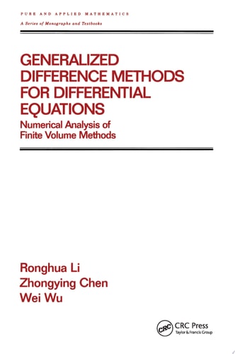 Generalized Difference Methods for Differential Equations Numerical Analysis of Finite Volume Methods