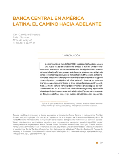 Banca central en América Latina El camino hacia adelante