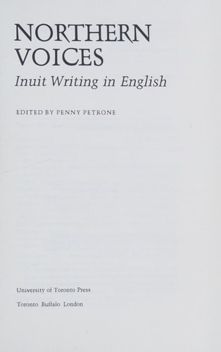 Northern Voices Inuit Writings in English