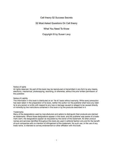 Cell theory 52 Success Secrets - 52 Most Asked Questions On Cell theory - What You Need To Know
