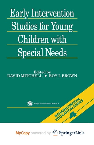 Early Intervention Studies for Young Children with Special Needs