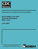 Niosh Health Hazard Evaluation Report Heta 2000-0124-2875 Tenneco Automotive Milan, Ohio