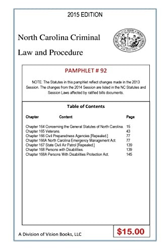 North Carolina Criminal Law and Procedure-Pamphlet 92