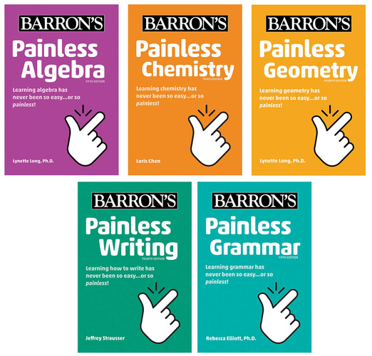 Barron's Painless Homework Bundle (Algebra, Chemistry, Geometry, Writing, Grammar)