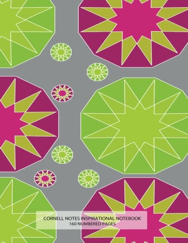Cornell Notes Inspirational Notebook 160 Numbered Pages Notebook for Cornell Notes with Lime Green Moroccan Mosaic Cover - 8.5"x11" Ideal for Studying, Includes Guide to Effective Studying and Learning
